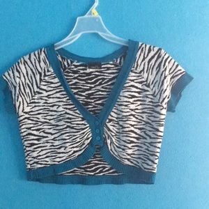 Zebra Print Cropped Cardigan